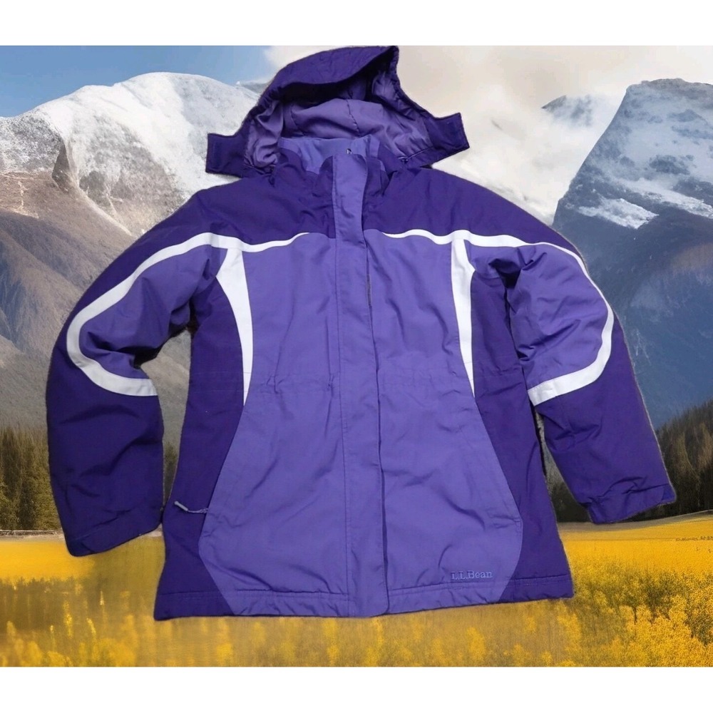 L.L. Bean Winter Jacket Kids L 14-16 Purple Good Thinsulate Hooded Ski Coat